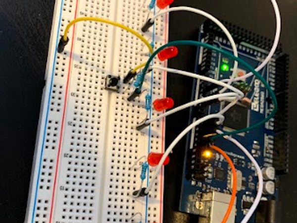 Led light up sequence with button as switch - Arduino Project Hub