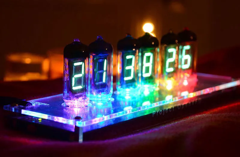 光ファイバーフラワードラム式クロック OpenVFD: Gorgeous 6-Digit Vacuum Florescent Display Tube Clock