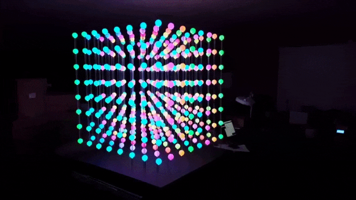 Displaying 3D Animations on a Giant 512-Node RGB LED Cube Matrix -  