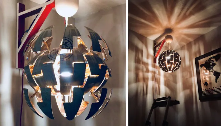 ikea lamp transformed into expanding death star hackster io