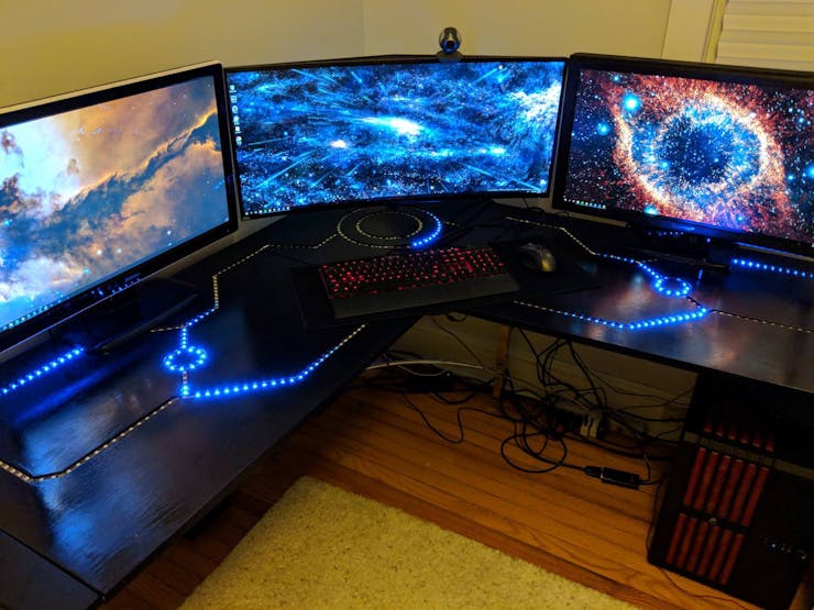 Tron Inspired Desk Made From Hundreds Of Leds And A Raspberry Pi
