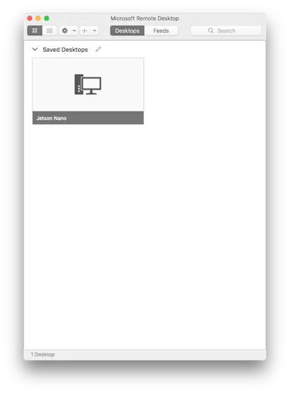 Setting up the RDP client to connect to the Jetson Nano.