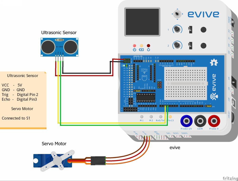 ultrasonic sensor and servo motor arduino code