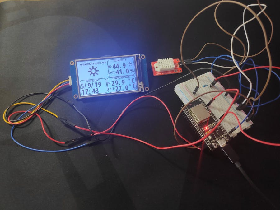 ESP32- DHT22 - Nextion Display Weather Station