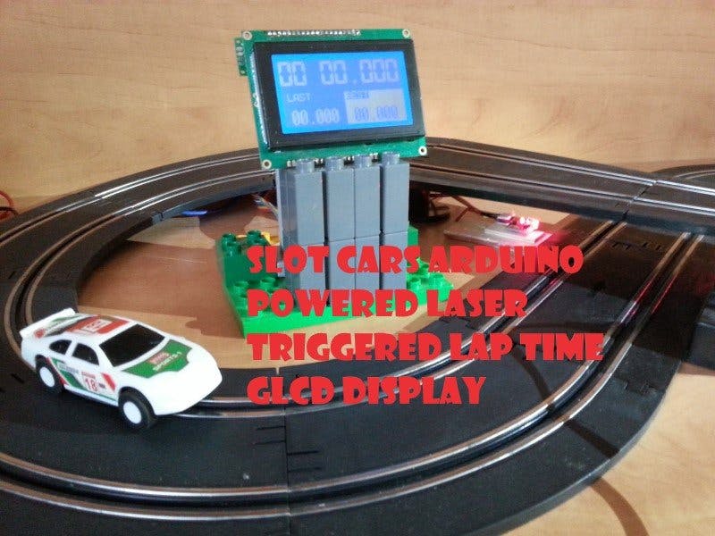 Slot Cars Laser Triggered Lap Time GLCD Display