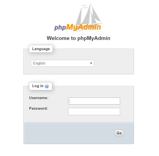 PHPMyAdmin Login Page