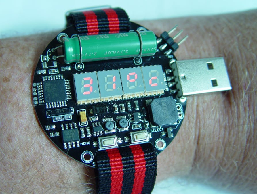 Supercapacitor powered arduino LED wrist watch