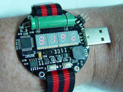 Supercapacitor powered arduino LED wrist watch