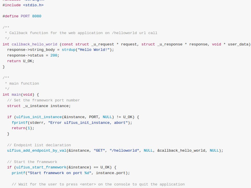 HTTP REST framework in C for embedded systems