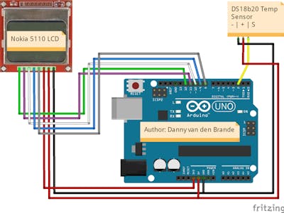 Arduino - Nokia 5110 LCD Temperature Meter With The DS18B20