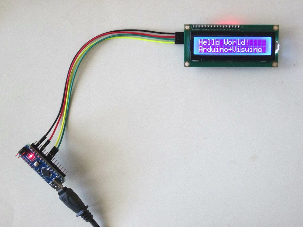 Arduino Nano: I2C 2 X 16 LCD Display with Visuino - Hackster.io