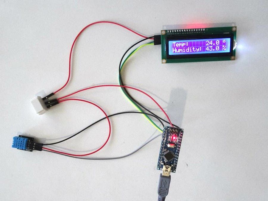 DHT11 Temperature and Humidity I2C 2 X 16 LCD Display