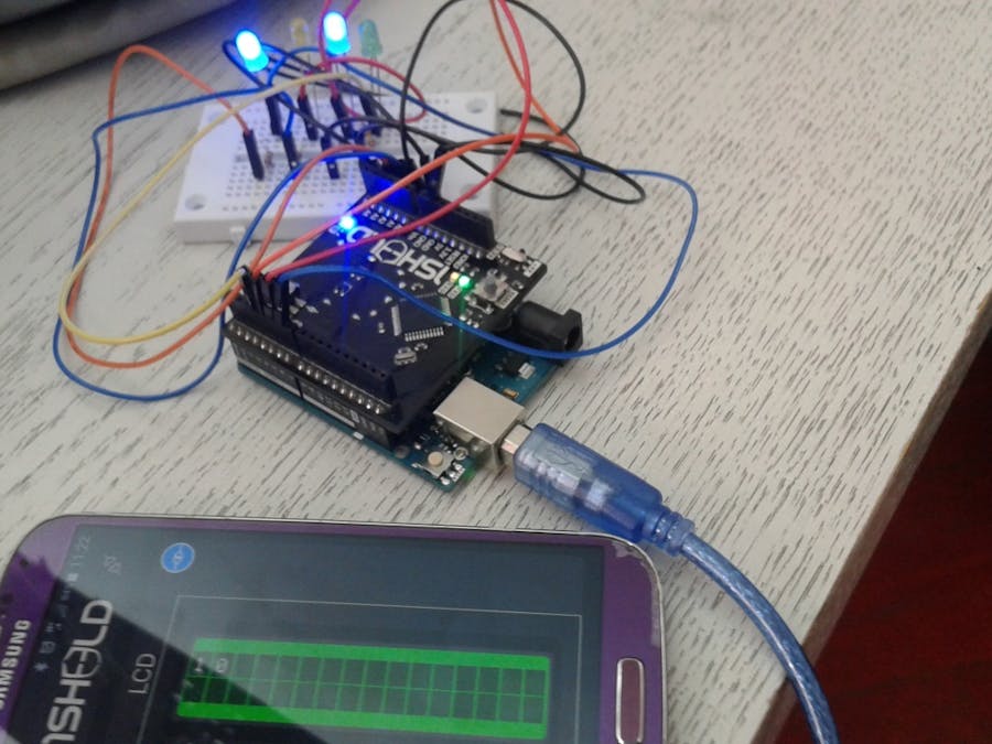 4 bit up/ down counter using 1sheeld 