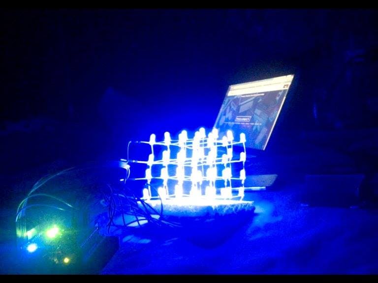 4x4x4 LED cube with Arduino Uno and 1sheeld