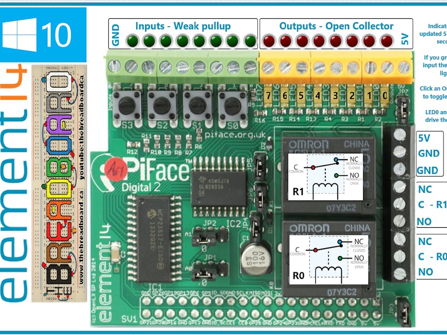 PiFace Digital 2 on a Rasberry PI 2 and Windows 10 IoT