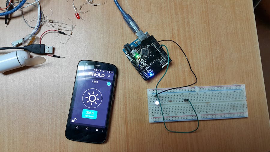 Controlling LED light intensity using smartphone light senso