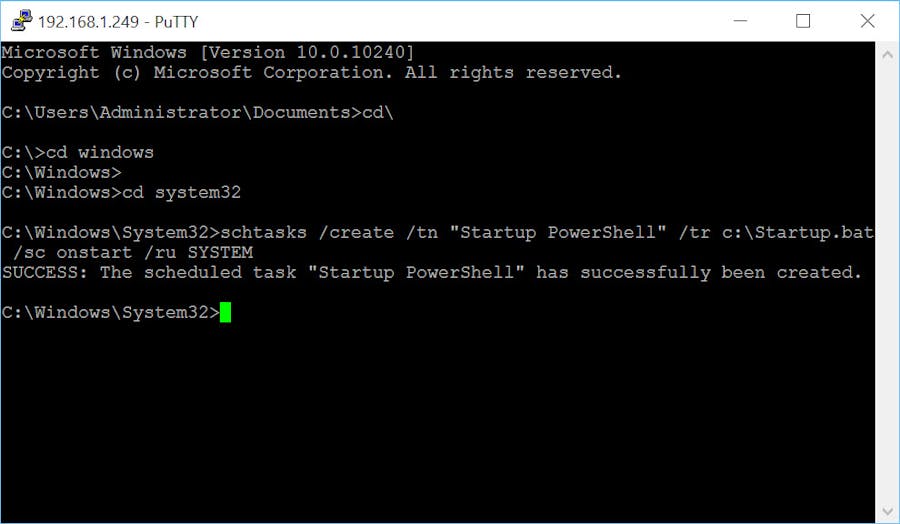 Windows IoT Core: Running a PowerShell Script on Startup