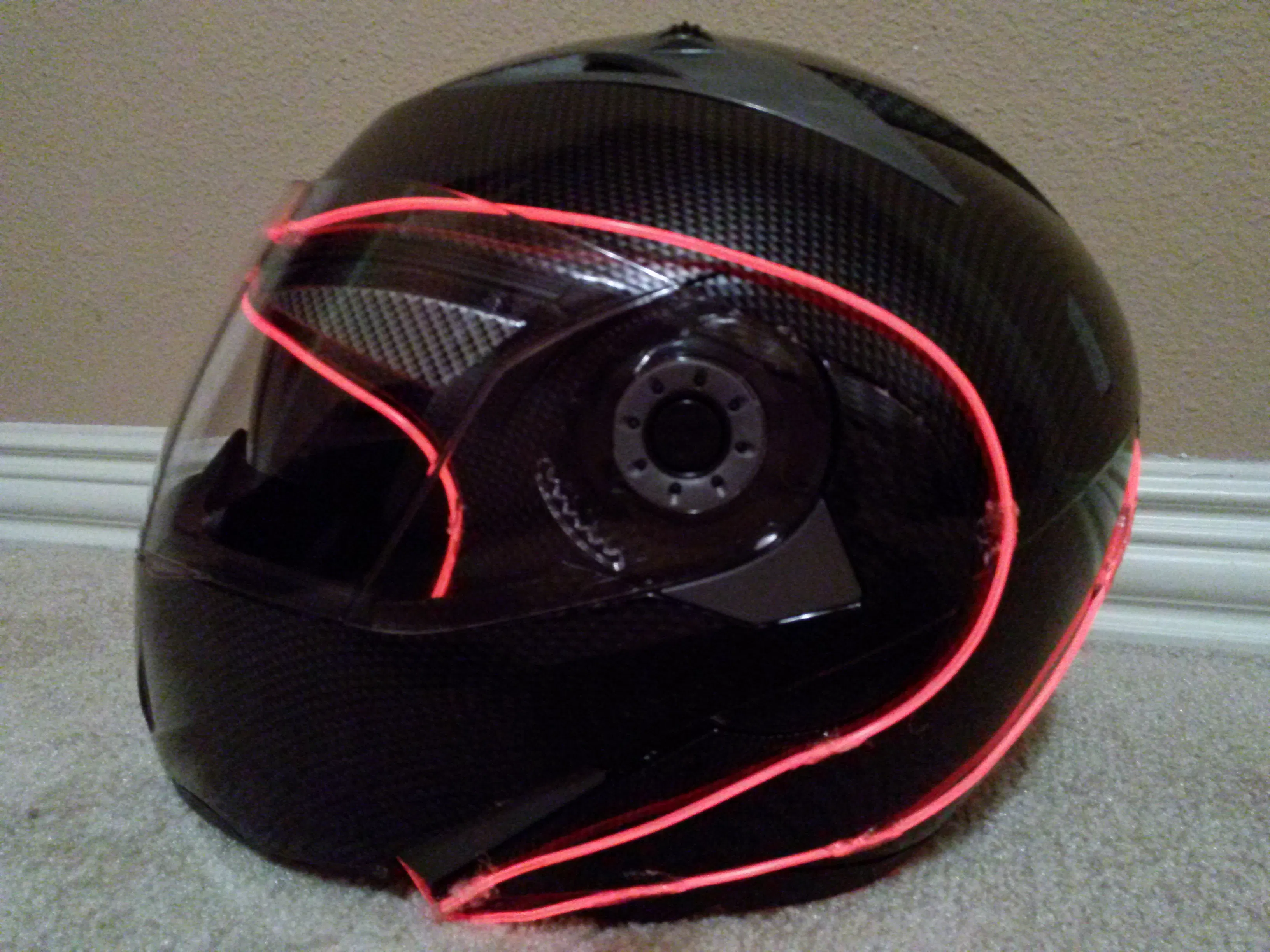 el wire motorcycle helmet Night Shift GLOWING HELMET at night ||