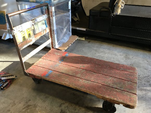 The delivery cart, the only item Mark and Brenton share