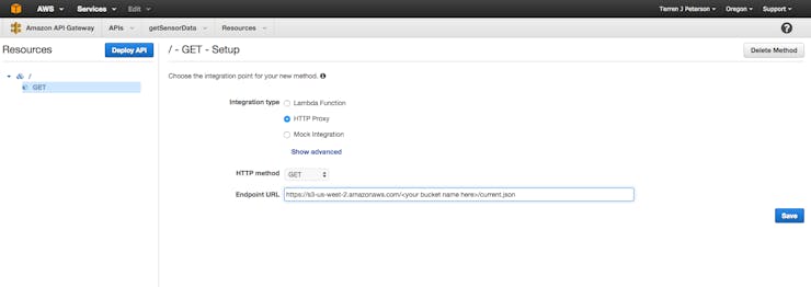 Creating an API that exposes your current sensor data.
