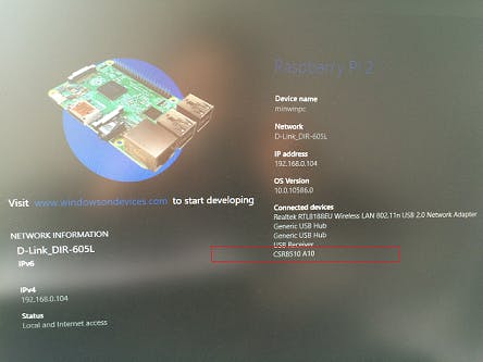 Fig.6:
Information of Bluetooth module that display on Windows 10 IoT Core device