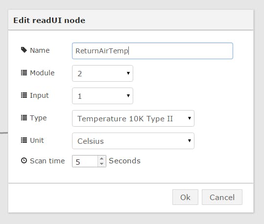 Example: readUI Configuration Screen
