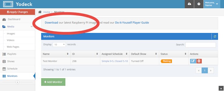 Download link for Yodeck SD card image