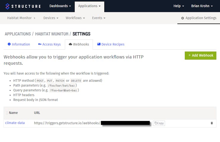 Webhook with URL