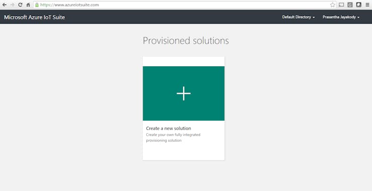 Sign in to azureiotsuite.com then click on the plus sign to create a new solution.