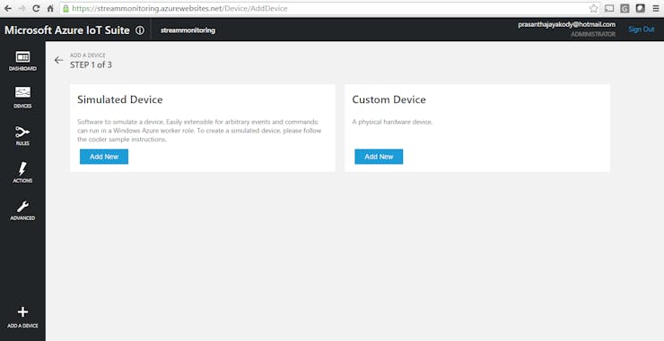 Click "Add A Device" and then "Add New" Custom Device.