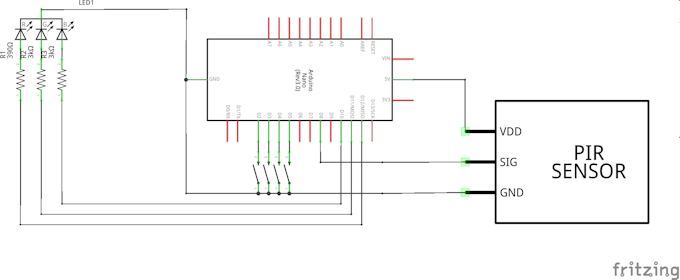 The final schematic.  Not 100% sure if those resistor values are correct though.