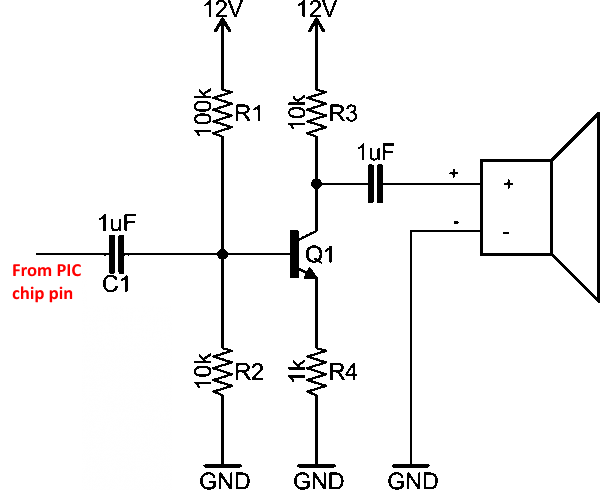 1 transistor amplifier circuit