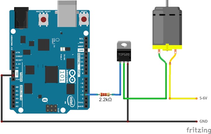 Controlling a DC motor from an Arduino 101 board - Arduino Project Hub