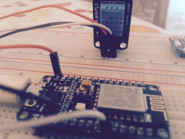 DHT to ESP8266 12-E (GND,5V,Data)