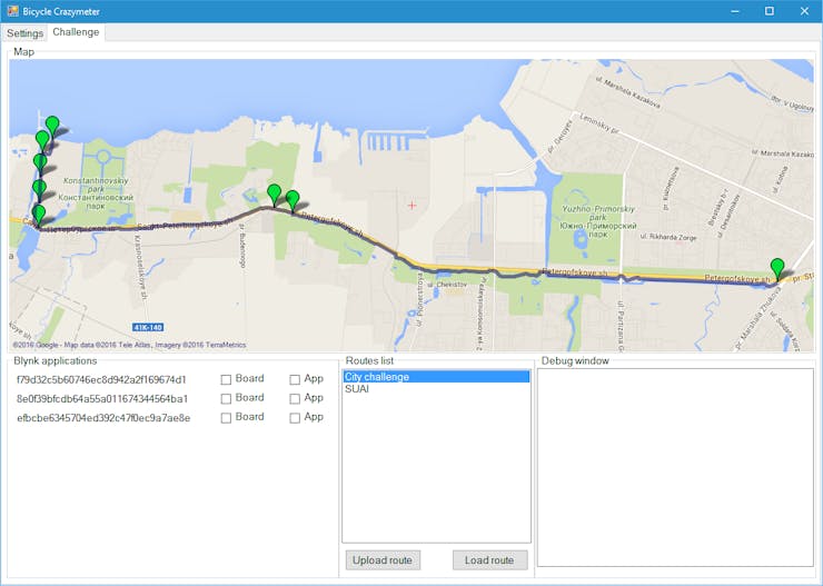 PC app running with loaded route