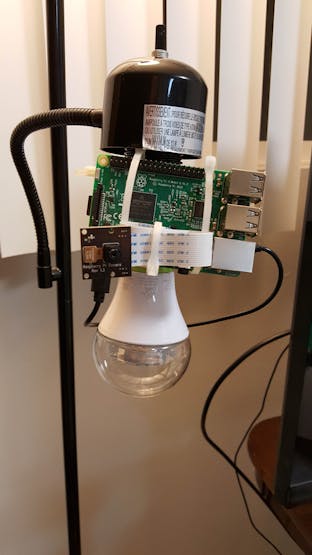 front attached to lamp stand