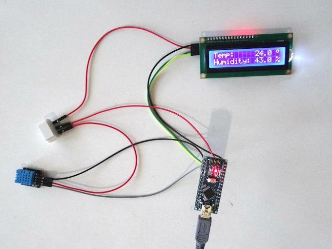 Dht11 Temperature And Humidity I2c 2 X 16 Lcd Display Arduino Project Hub Dht11 Temperature And Humidity I2c 2 X 16 Lcd Display Arduino Project Hub