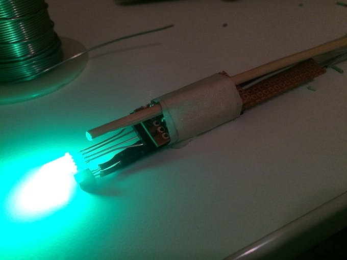 TMP36 and RGB LED at the tip