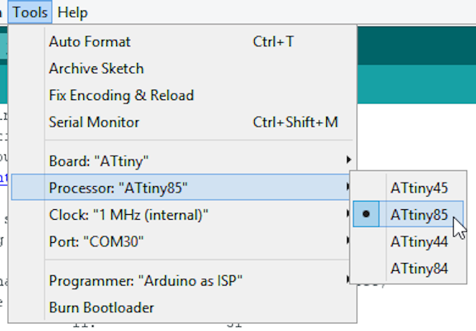 Programar un ATtiny85 con Arduino Uno. 27 Programar un ATtiny85 con Arduino Uno