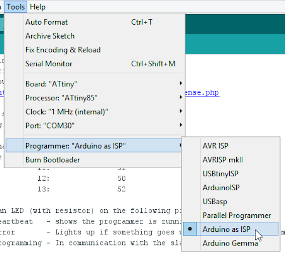 Programar un ATtiny85 con Arduino Uno. 29 Programar un ATtiny85 con Arduino Uno