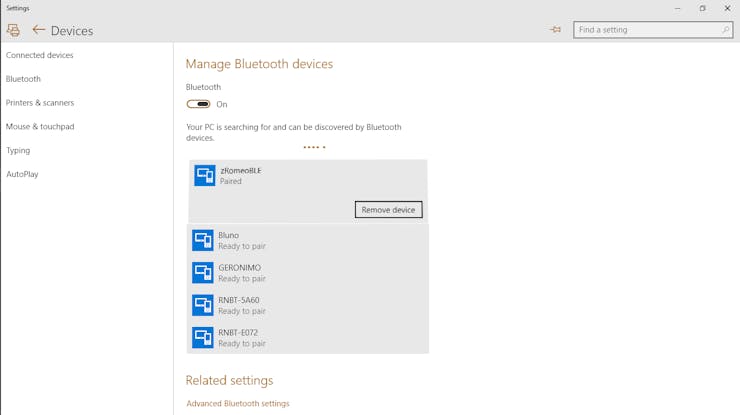Pair with the device under Bluetooth Settings (pin