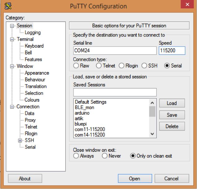 can open putty serial with prolific usb to serial comm port