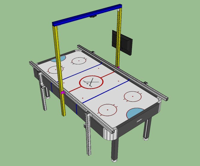 Attach two 64” beams (yellow) vertically to the previously installed corner brackets (magenta)
